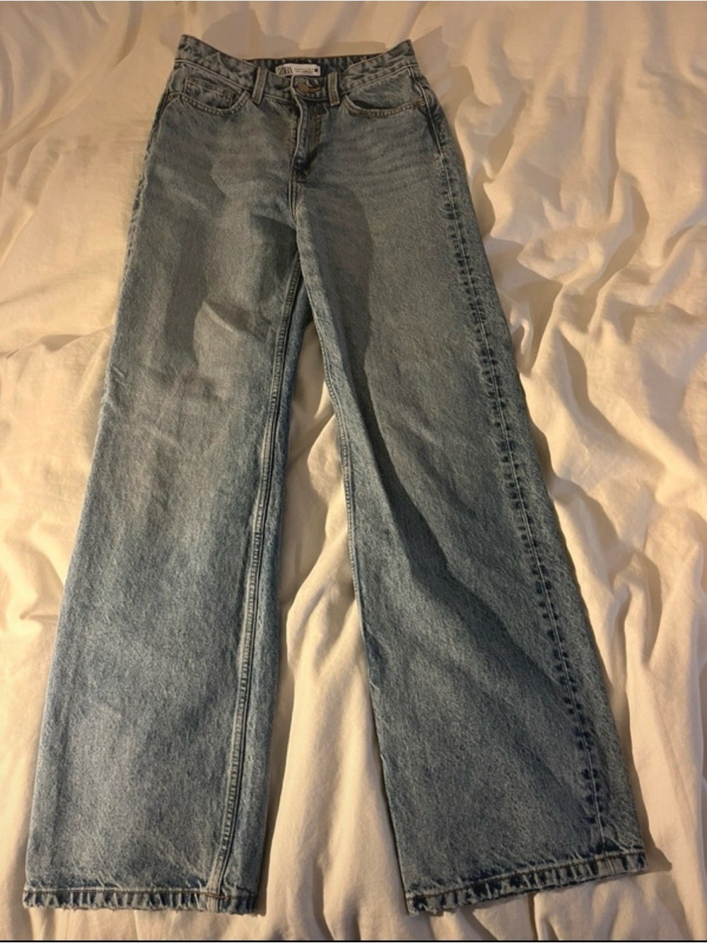 Zara Light Blue Wide-Leg Women's Jeans